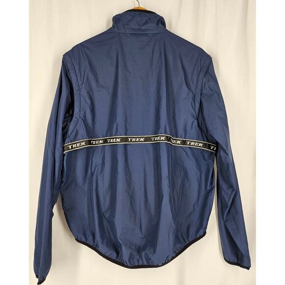 TREK MEN'S BLUE CYCLING WIND BREAKER SIZE XL BLUE FLEECE COLLAR/REFLECTIVE TRIM - Picture 2 of 15